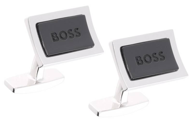 BOSS Manschettenknöpfe Schwarz/Silber B-Handle-Cuf von BOSS