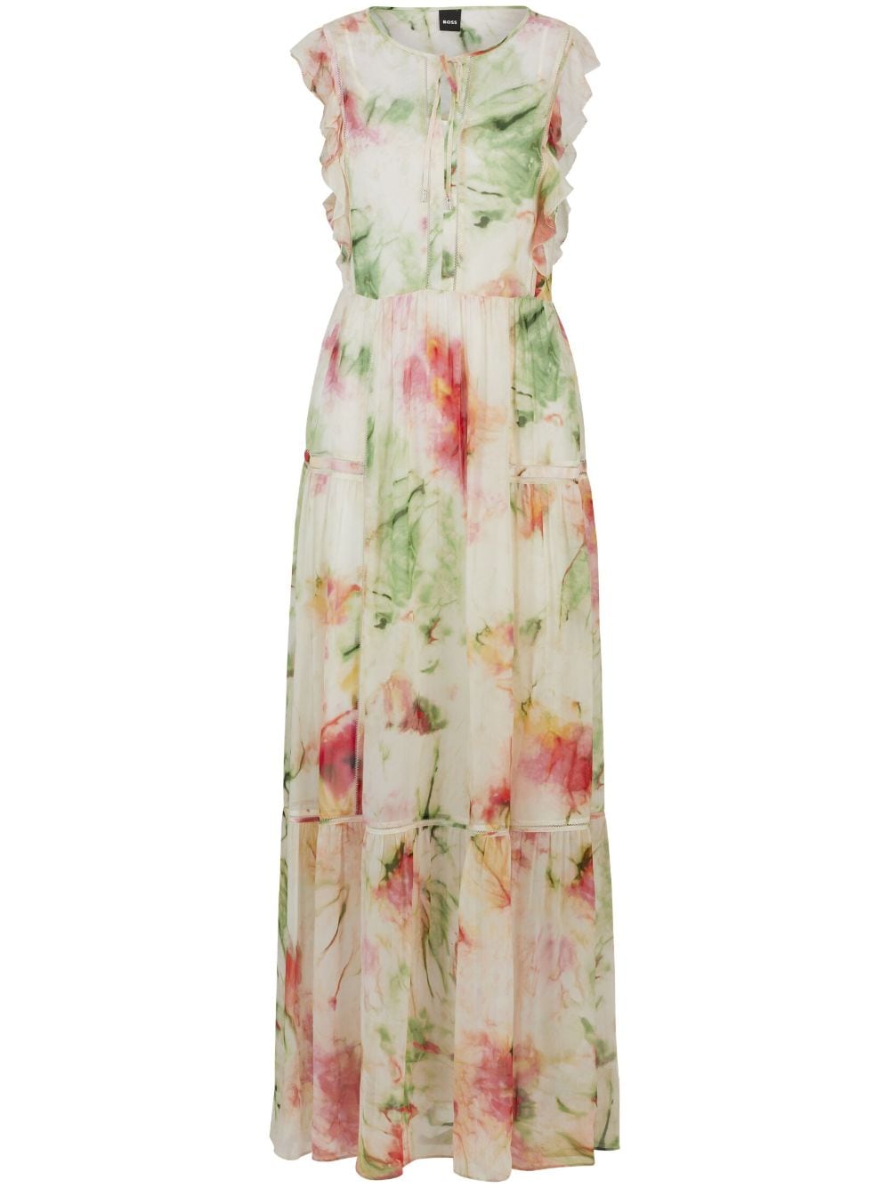 BOSS Maxikleid mit Blumen-Print - Nude von BOSS