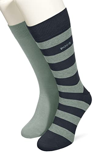 BOSS Men's 2P RS BlockStrCol CC Regular_Socks, Open Green343, 39-42 von BOSS