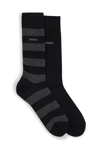 BOSS Herren 2P RS BlockStripe CC Mittelhohe Socken aus Baumwoll-Mix im Zweier-Pack Schwarz 39-42 von BOSS
