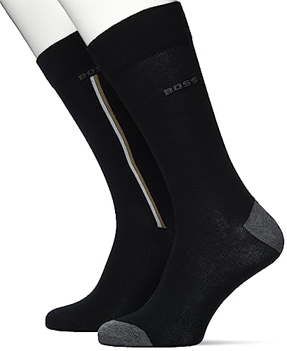 BOSS Men's 2P RS Iconic CC Regular_Socks, Black2, 39-42 von BOSS