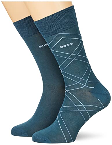 BOSS Men's 2P RS Overcheck MC Regular_Socks, Turquoise/Aqua445, 39-42 von BOSS