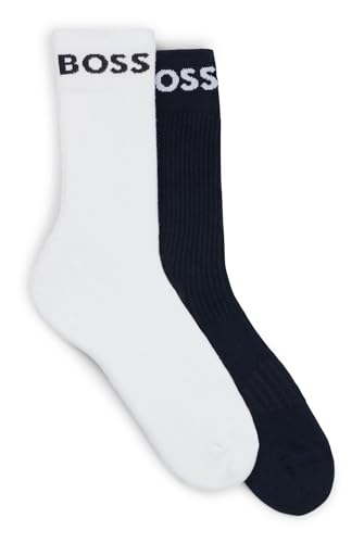 BOSS Herren 2P RS Sport CC Kurze Socken aus Stretch-Gewebe im Zweier-Pack Dunkelblau 39-42 von BOSS