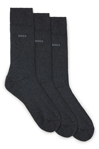 BOSS Herren 3P RS Uni CC Dreier-Pack mittelhohe Socken aus Stretch-Gewebe Anthrazit 43-46 von BOSS