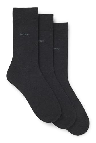 BOSS Herren 3P RS Uni CC Dreier-Pack mittelhohe Socken aus Stretch-Gewebe Anthrazit 47-50 von BOSS