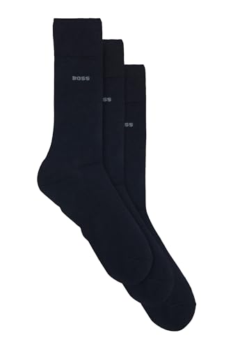 BOSS Herren 3P RS Uni CC Dreier-Pack mittelhohe Socken aus Stretch-Gewebe Dunkelblau 43-46 von BOSS