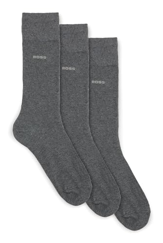 BOSS Herren 3P RS Uni CC Dreier-Pack mittelhohe Socken aus Stretch-Gewebe Grau 39-42 von BOSS