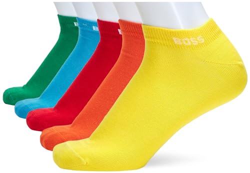 BOSS Herren 5P AS Rainbow CC Fünfer-Pack Unisex-Sneakers-Socken mit Logo-Bündchen Gemustert 39-42 von BOSS