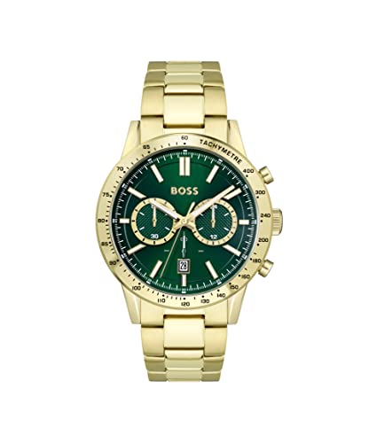 BOSS Chronograph Quarz Uhr für Herren Kollektion Allure mit Goldfarben Edelstahlarmband - 1513923 von BOSS