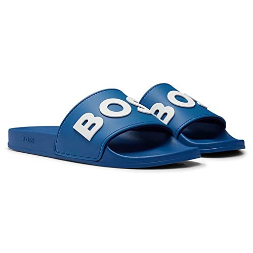 BOSS Men's Kirk rblg Slide Badelatschen, Open Blue463, Size EU 39 (UK 5 / US 6) von BOSS