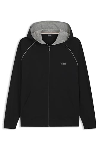 BOSS Herren Mix&Match Jacket H Hoodie aus Stretch-Baumwolle mit Reißverschluss und Logo-Detail Schwarz L von BOSS