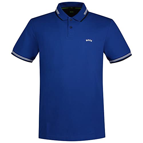 BOSS Men's Paul Curved Polo, Bright Blue438, XL von BOSS