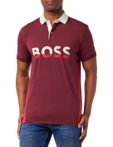 BOSS Men's Pavel Jersey, Dark Pink, L von BOSS