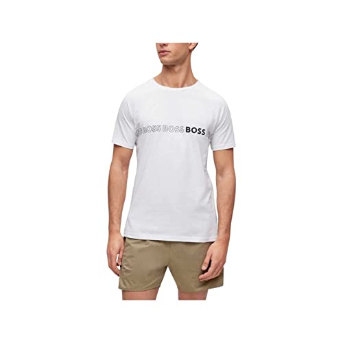 BOSS Herren T-Shirt RN Slim Fit Slim-Fit T-Shirt mit UV-Schutz von LSF 50+ Weiß L von BOSS