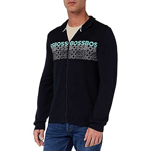 BOSS Men's Zightek Knitted-Cardigan, Dark Blue402, L von BOSS