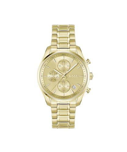 BOSS Multi Zifferblatt Quarz Uhr für Damen Kollektion Grand Tour Ladies mit Goldfarben Edelstahlarmband - 1502768 von BOSS