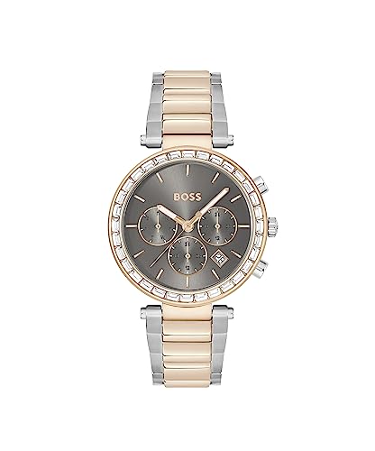 BOSS Multi Zifferblatt Quarz Uhr für Damen mit Rotgoldfarbenes Edelstahlarmband - 1502690 von BOSS