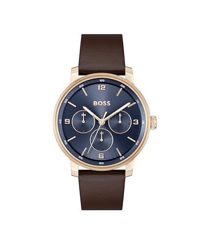 BOSS Multi Zifferblatt Quarz Uhr für Herren Kollektion Contender mit Braunes Lederarmband - 1514126 von BOSS