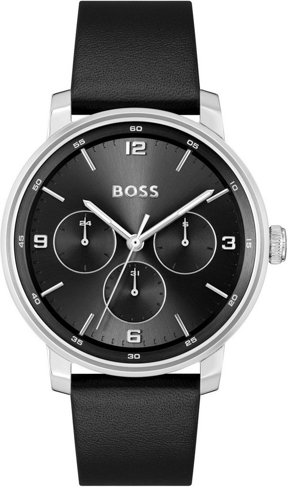 BOSS Multifunktionsuhr CONTENDER 1514125, Quarzuhr, Herrenuhr, Armbanduhr, Datum, Lederarmband BOSS Multifunktionsuhr CONTENDER 1514125, Quarzuhr, Herrenuhr, Armbanduhr, Datum, Lederarmband von BOSS