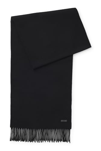BOSS Herren Naster 35 * 180 In Italien gefertigter Woll-Schal mit Logo-Aufnäher Schwarz001 Stck von BOSS