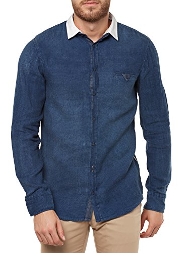 BOSS Orange Herren Slim Fit Freizeithemd ExpressE 01, Gr. 52 (L), Blau (Blau 404) von BOSS