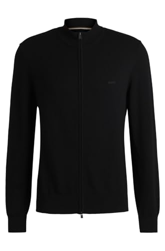 BOSS Herren Palano-L Strick-Cardigan aus Baumwolle mit Reißverschluss und Logo-Stickerei Schwarz001 XL von BOSS