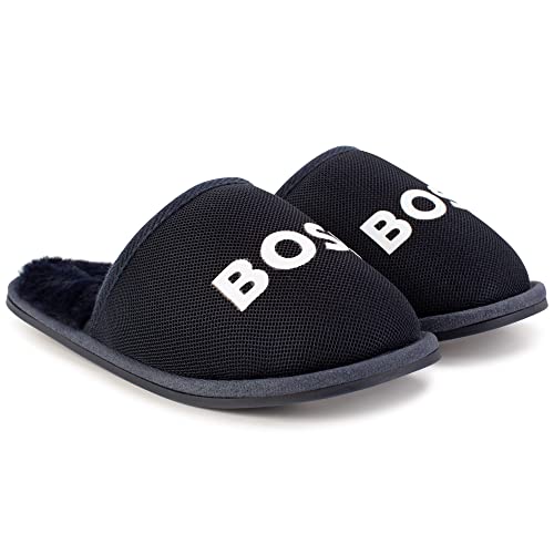 BOSS - Pantoffeln mit Logo Blau 100% Textil 40 von BOSS