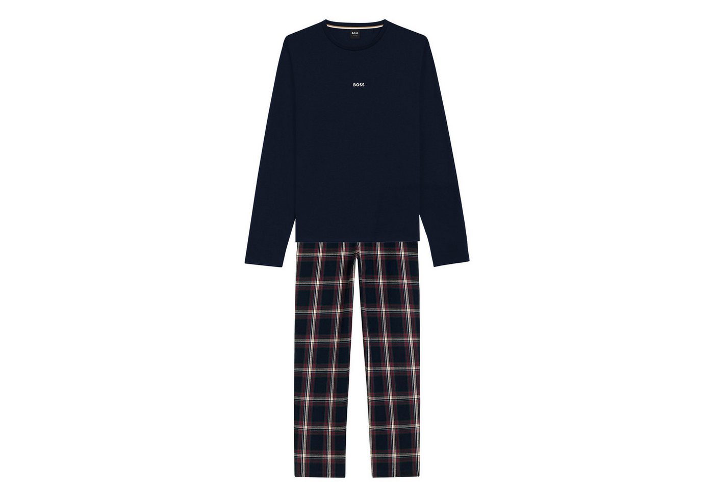 BOSS Pyjama Holiday Long Set (2 tlg) mit gestreifter Hose von BOSS