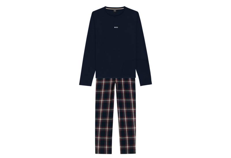 BOSS Pyjama Holiday Long Set (2 tlg) mit gestreifter Hose von BOSS