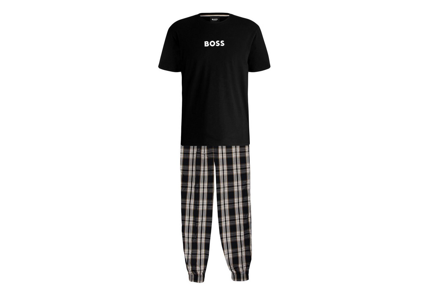 BOSS Pyjama Pyjama Easy Long Set T-Shirt (2 tlg) mit gestreifter Hose von BOSS