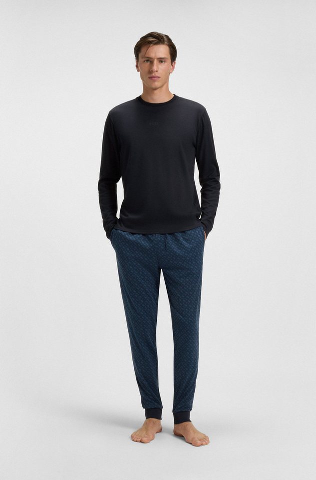 BOSS Pyjama Relax Long Set (2 tlg) Neuheit, Oberteil unifarben, Unterteil gemustert von BOSS