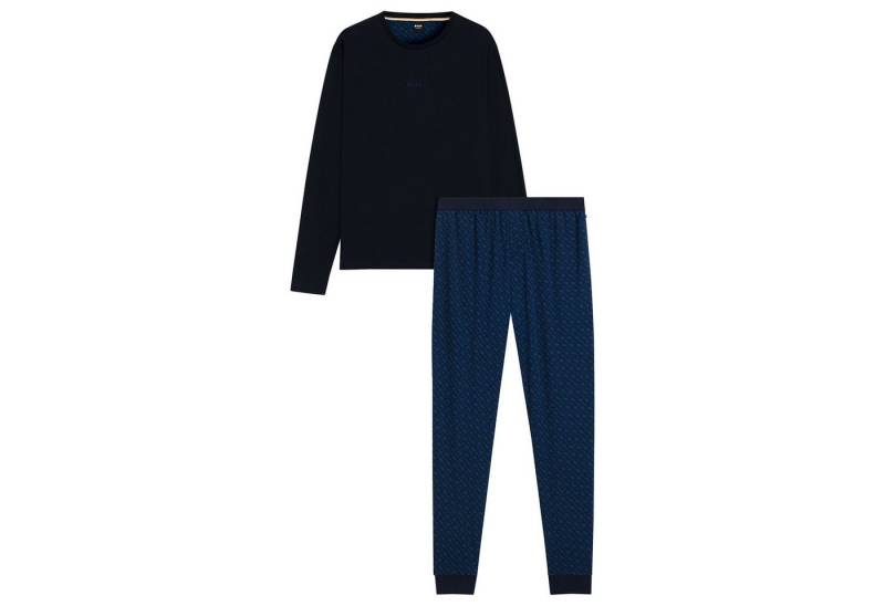 BOSS Pyjama Relax Long Set (2 tlg) mit aufgesetztem Markenschriftzug von BOSS