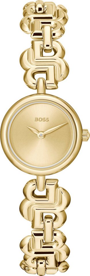 BOSS Quarzuhr DOUBLE B DRESSY 1502794, Armbanduhr, Damenuhr, Edelstahlarmband, analog von BOSS