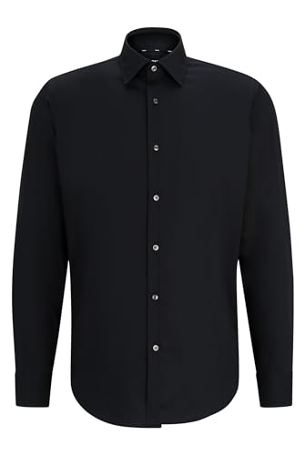 BOSS Herren H-JOE-C1-214 Regular-Fit Hemd aus elastischer Baumwoll-Popeline mit bügelleichtem Finish Schwarz001 41 von HUGO BOSS