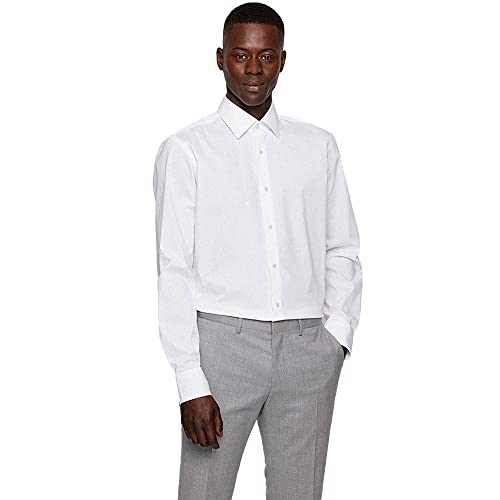 BOSS Herren H-JOE-C1-214 Regular-Fit Hemd aus elastischer Baumwoll-Popeline mit bügelleichtem Finish Weiß 43 BOSS Herren H-JOE-C1-214 Regular-Fit Hemd aus elastischer Baumwoll-Popeline mit bügelleichtem Finish Weiß 43 von BOSS
