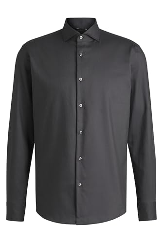 BOSS Herren H-JOE-spread-C1-222 Regular-Fit Hemd aus elastischem Baumwoll-Twill mit bügelleichtem Finish Dunkelgrau 40 BOSS Herren H-JOE-spread-C1-222 Regular-Fit Hemd aus elastischem Baumwoll-Twill mit bügelleichtem Finish Dunkelgrau 40 von BOSS