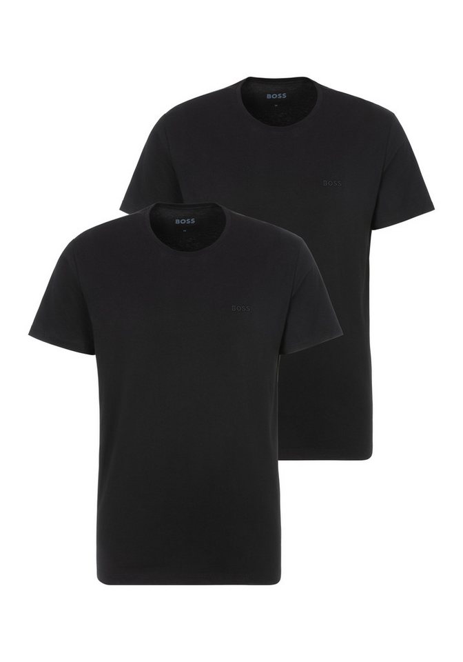 BOSS Rundhalsshirt TShirtRN 2P Comfort (Packung, 2-tlg., 2er Pack) mit Ton-in-Ton BOSS Logo-Schriftzug von BOSS