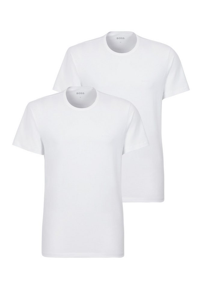 BOSS Rundhalsshirt TShirtRN 2P Comfort (Packung, 2-tlg., 2er Pack) mit Ton-in-Ton BOSS Logo-Schriftzug von BOSS