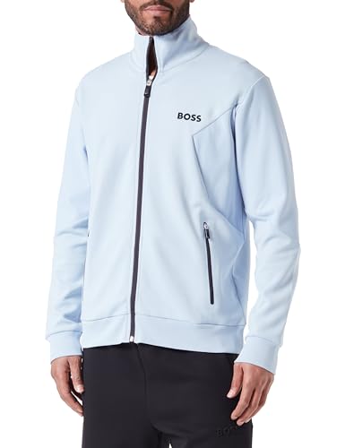 BOSS Herren Skaz 1 Sweatjacke aus Baumwoll-Mix mit Reißverschluss und erhabenem 3D-Logo Lila XL von BOSS