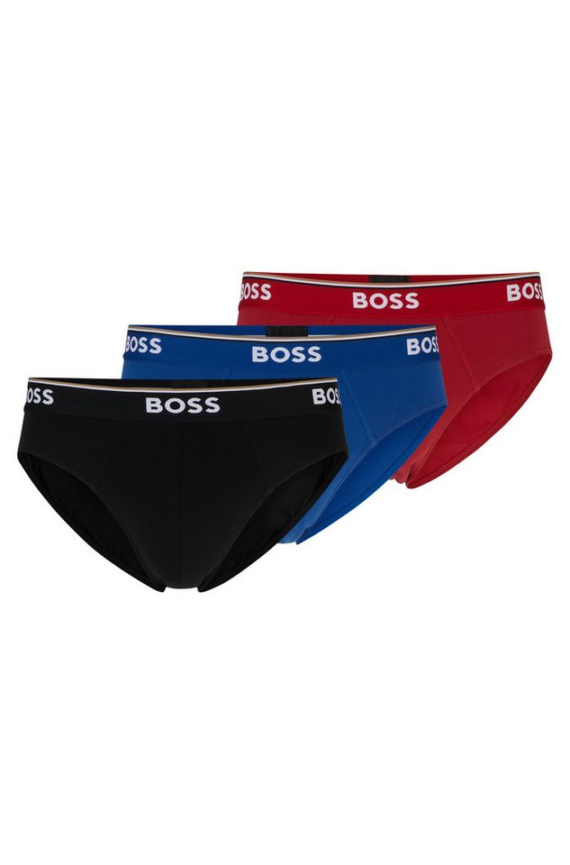 BOSS Slip Brief 3P Power (3-St) Elastikbund mit Logo von BOSS