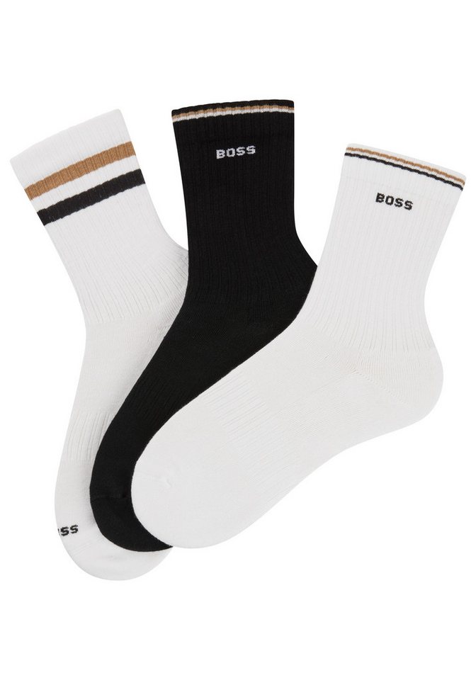 BOSS Socken 3P QS Rib Iconic VB (3-Paar) mit rippen und sportiven Streifen von BOSS