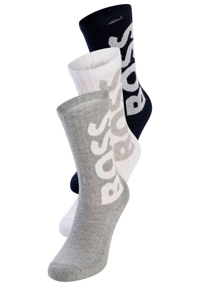 BOSS Socken 3P QS Rib Logo CC mit Logo von BOSS