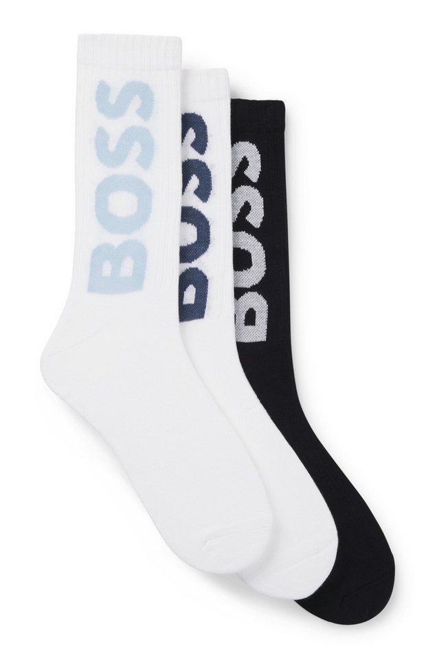 BOSS Socken 3P QS Rib Logo CC mit Logo von BOSS