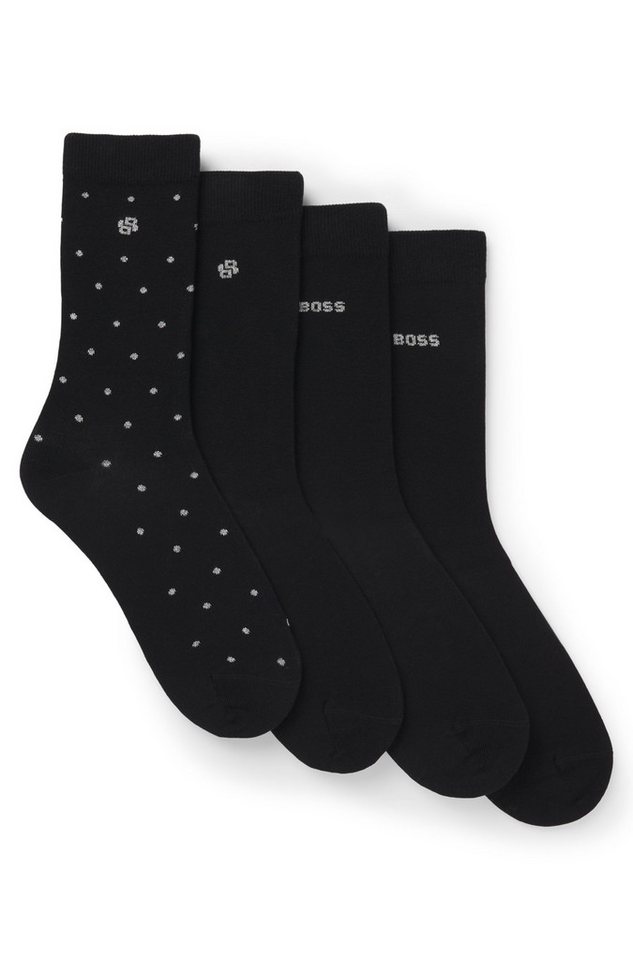 BOSS Socken 4P RS GiftShine (4-Paar) verstärkte Fersen- und Zehennaht, Rippbündchen von BOSS