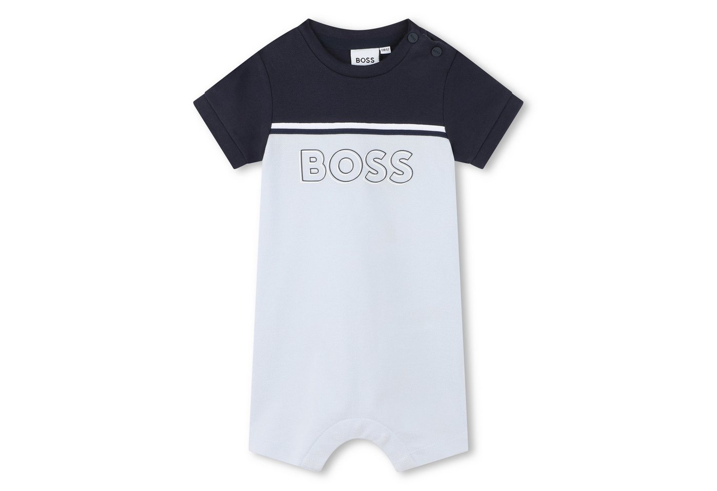 BOSS Strampler BOSS Baby Playsuit himmelblau mit Logo, kurz, 3-12 Monate von BOSS