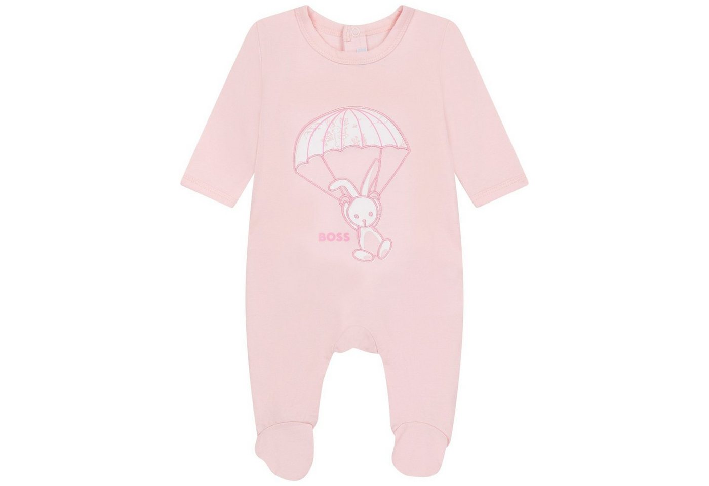 BOSS Strampler BOSS Baby Strampler Bodysuit Pyjama rosa Hase mit Logo Details von BOSS