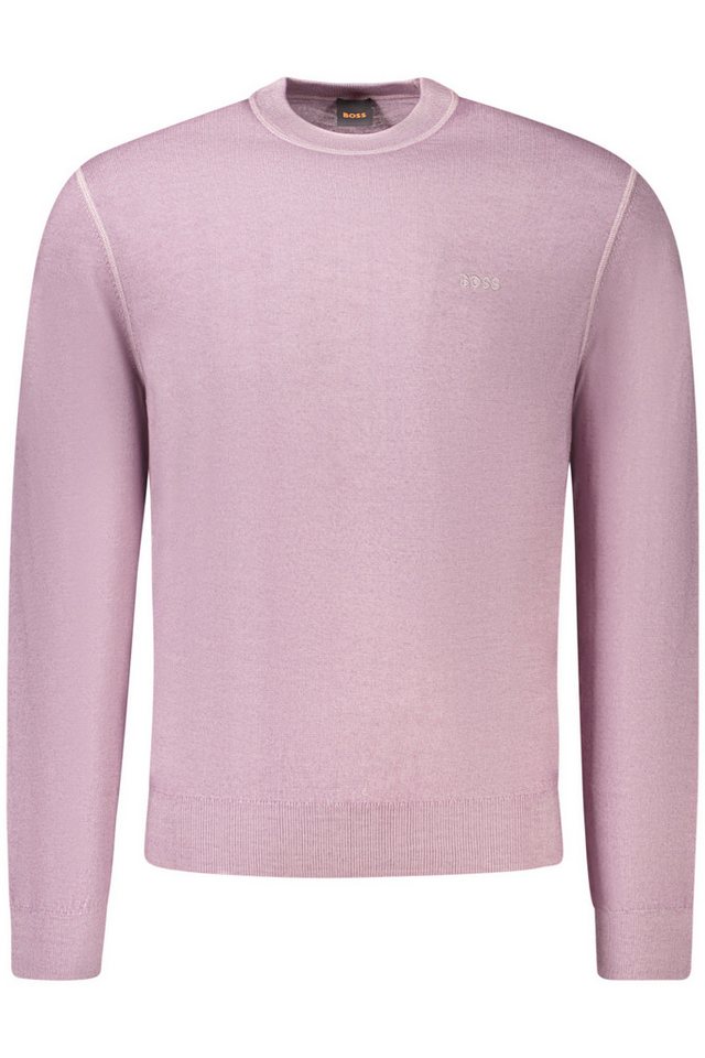 BOSS Strickpullover Eleganter Herrenpullover in Lila mit Rundhals und feiner Stickerei BOSS Strickpullover Eleganter Herrenpullover in Lila mit Rundhals und feiner Stickerei von BOSS