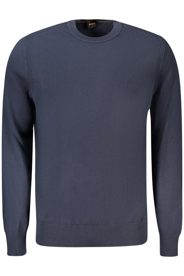 BOSS Strickpullover Eleganter blauer Herrenpullover mit Stickerei und Rundhalsausschnitt BOSS Strickpullover Eleganter blauer Herrenpullover mit Stickerei und Rundhalsausschnitt von BOSS