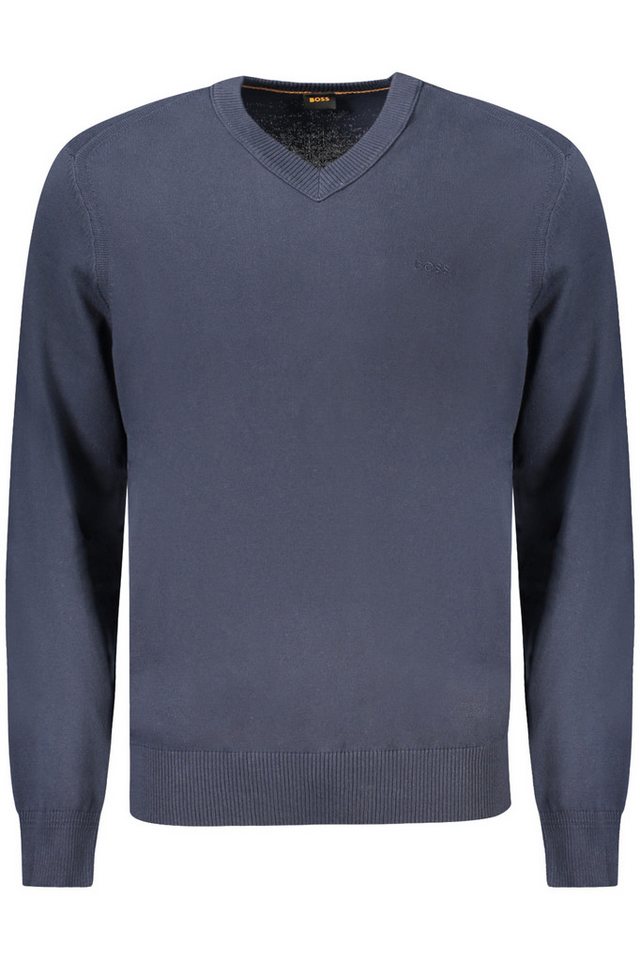 BOSS Strickpullover Eleganter blauer Herrenpullover mit V-Ausschnitt und Stickerei BOSS Strickpullover Eleganter blauer Herrenpullover mit V-Ausschnitt und Stickerei von BOSS