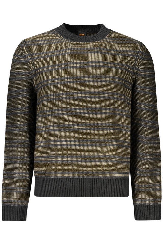 BOSS Strickpullover Eleganter schwarzer Herrenpullover mit Kontrastdetails und Rundhals BOSS Strickpullover Eleganter schwarzer Herrenpullover mit Kontrastdetails und Rundhals von BOSS